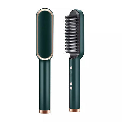 Professional 2-in-1 Hair Straightening Brush & Curler